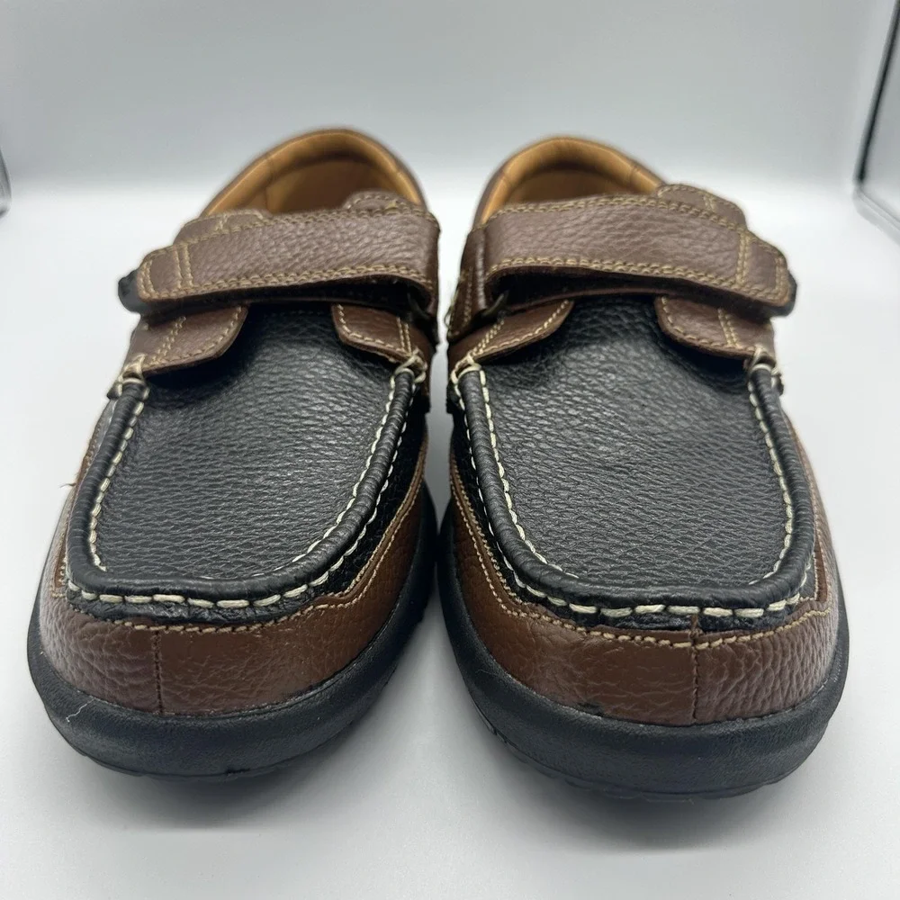 Dr Comfort Shoes Mens Size 11 W‎ Brown Leather Boat Hook & Loop Orthopedic